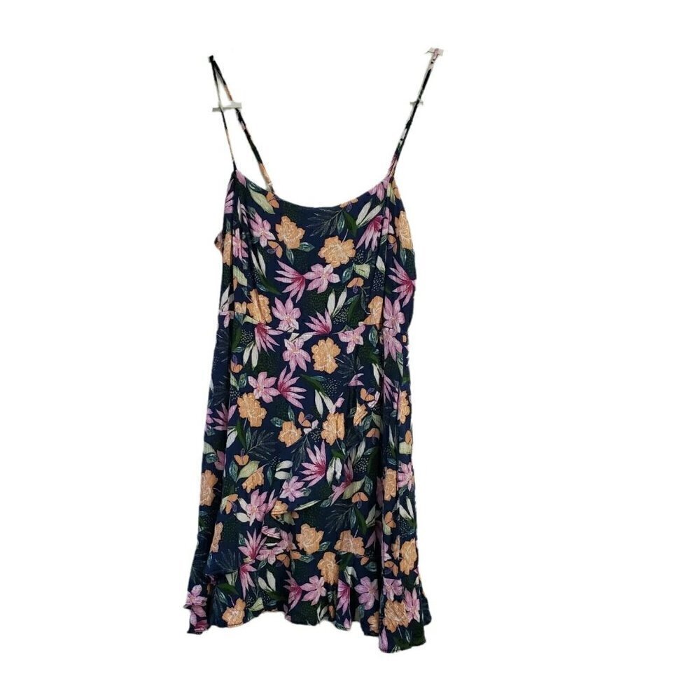 Lulus Mini Dress Womens‎ Large Blue Floral Print Spaghetti Strap Ruffle Hem